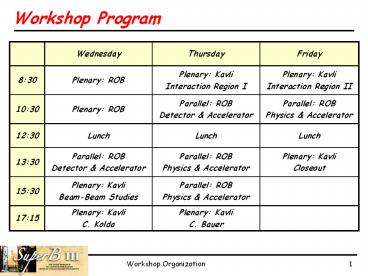 Workshop Program presentation | free to download