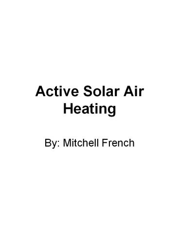 Active Solar Air Heating