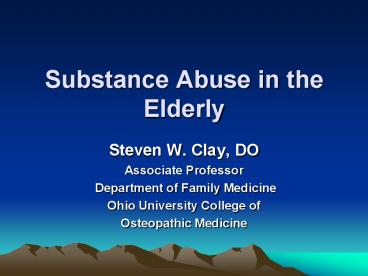 Substance Abuse in the Elderly