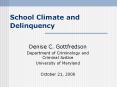 School Climate and Delinquency PowerPoint PPT Presentation