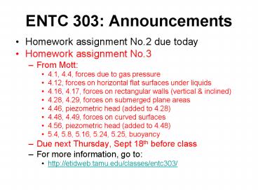 ENTC 303: Announcements