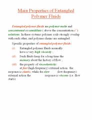 Main Properties of Entangled Polymer Fluids