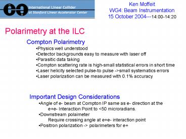 Polarimetry at the ILC