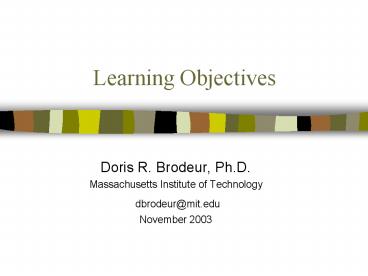 Learning Objectives