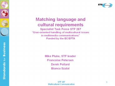 STF 287 Multicultural Communication