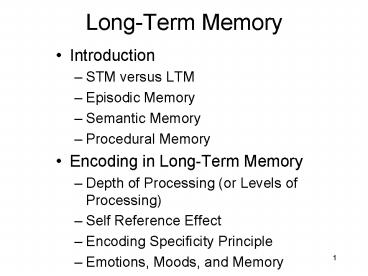 LongTerm Memory
