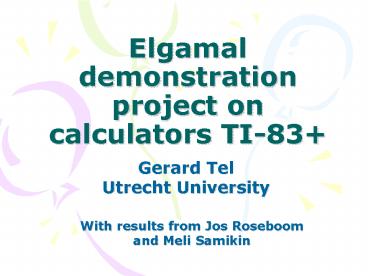 Elgamal demonstration project on calculators TI83
