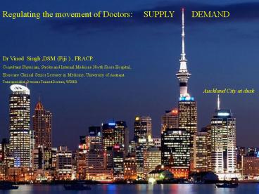 Regulating the Movement of Doctors .Supply and Demand.