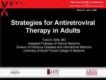 Strategies for Antiretroviral Therapy in Adults