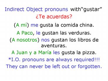 Indirect Object pronouns withgustar