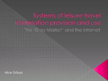 Systems of leisure travel information provision and use