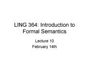 LING 364: Introduction to Formal Semantics