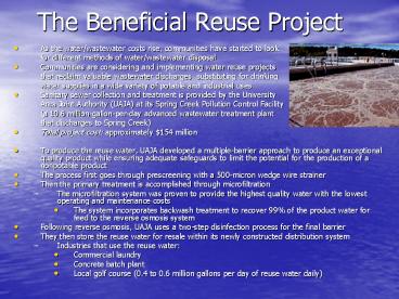 The Beneficial Reuse Project
