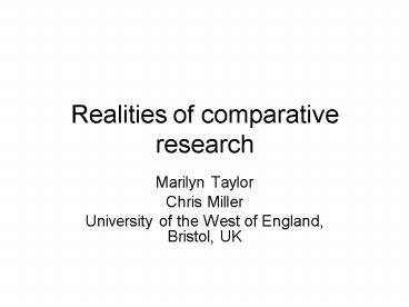 Realities of comparative research