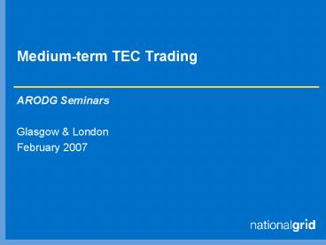 Mediumterm TEC Trading