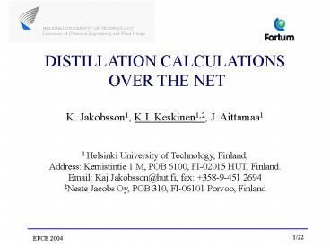 DISTILLATION CALCULATIONS