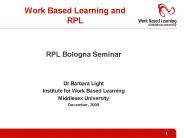 Work Based Learning and RPL