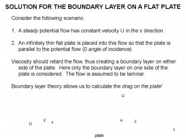 SOLUTION FOR THE BOUNDARY LAYER ON A FLAT PLATE