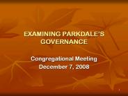 EXAMINING PARKDALES GOVERNANCE