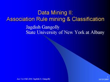 Data Mining II: Association Rule mining