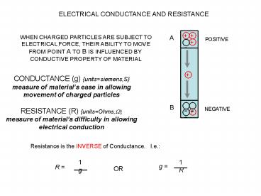 PPT – ELECTRICAL CONDUCTANCE AND RESISTANCE PowerPoint ...