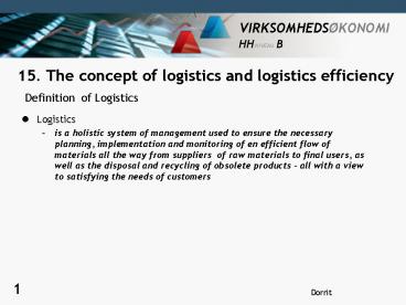15. The concept of logistics and logistics efficiency