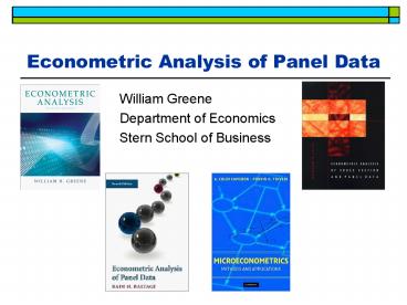 Econometric Analysis of Panel Data