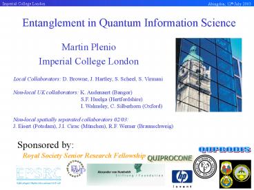 Entanglement in Quantum Information Science