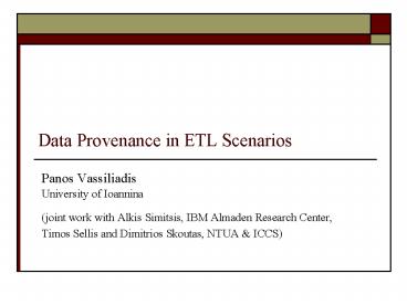 Data Provenance in ETL Scenarios