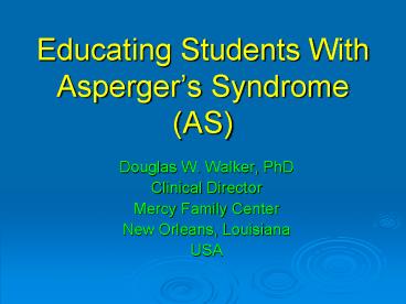 Educating Students With Aspergers Syndrome AS