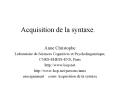 Acquisition de la syntaxe. PowerPoint PPT Presentation