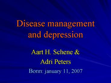 Disease management and depression