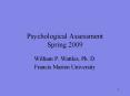 Psychological Assessment Spring 2009 PowerPoint PPT Presentation