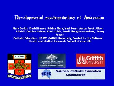 Developmental psychopathology of Aggression