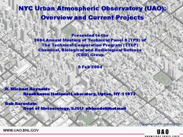 NYC Urban Atmospheric Observatory UAO: