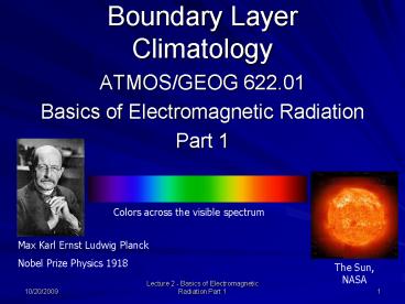 Boundary Layer Climatology