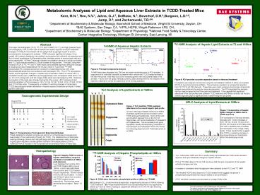 Metabolomic Analyses of Lipid and Aqueous Liver Extracts in TCDDTreated Mice