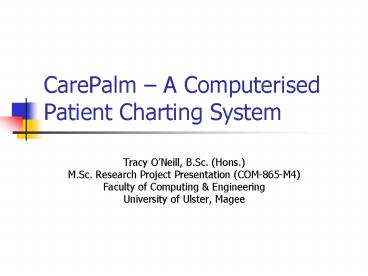 CarePalm A Computerised Patient Charting System