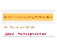 Ma 375 Communicating Mathematics
