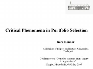 Critical Phenomena in Portfolio Selection