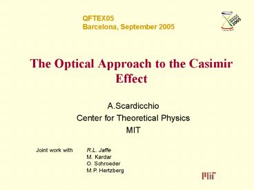 The Optical Approach to the Casimir Effect