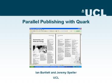 Parallel Publishing with Quark