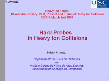 Hard Probes in Heavy Ion Collisions