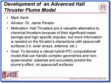 Development of an Advanced Hall Thruster Plume Model