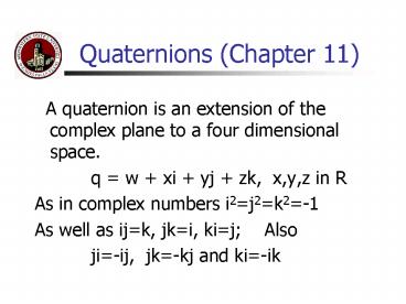 Quaternions Chapter 11