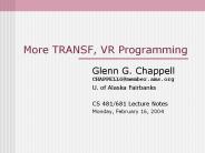 More TRANSF, VR Programming