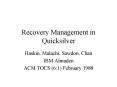 Recovery Management in Quicksilver PowerPoint PPT Presentation