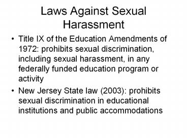 Laws Against Sexual Harassment