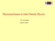 Theoretical Issues in Astro Particle Physics