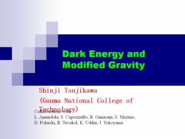 Dark Energy and Modified Gravity